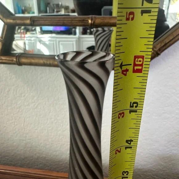 Vintage bohemian satin glass swirl studio art vase